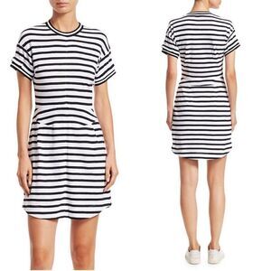 Derek Lam 10 Crosby - Striped 100% Cotton Short Sleeve Sporty Dress - L - NWT